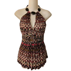 SKY Brand Top Black Bronze Pink XS Extra Small Stretch Silk